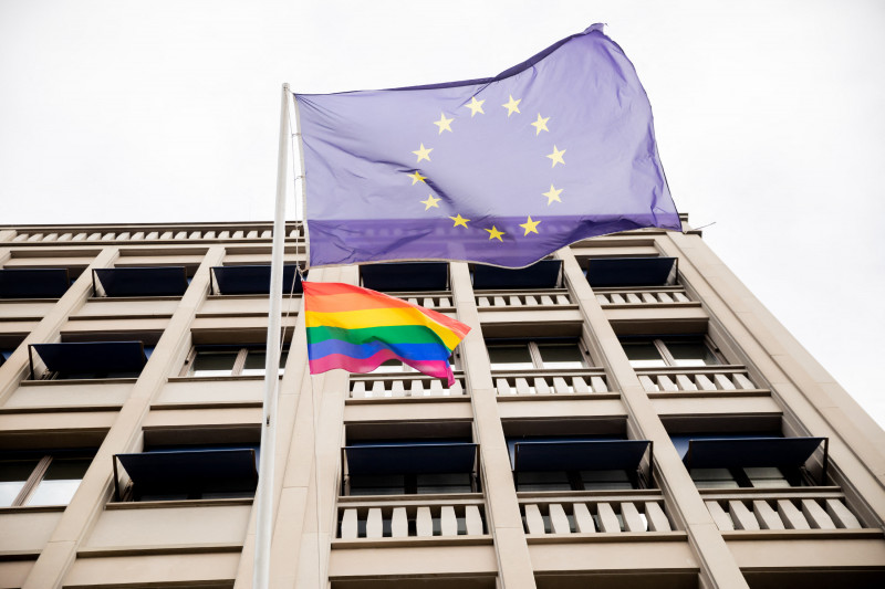 Rainbow flag at EU Commission representation in Berlin