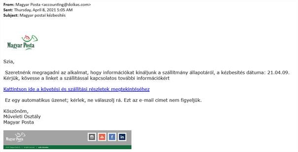 A Magyar Posta nevében küldött csaló e-mail kering