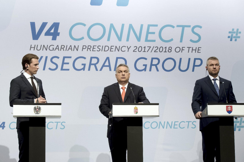 A visegrádi négyek és Ausztria csúcstalálkozója Budapesten