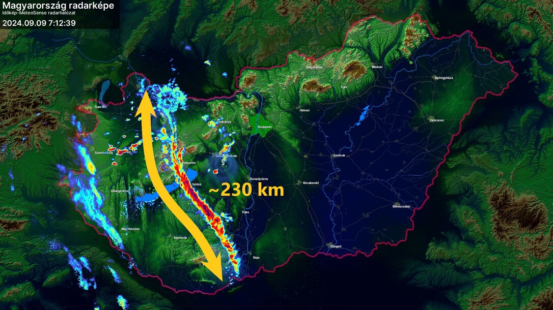 Időjárás: 240 kilométer hosszú zivatarlánc húz el felettünk