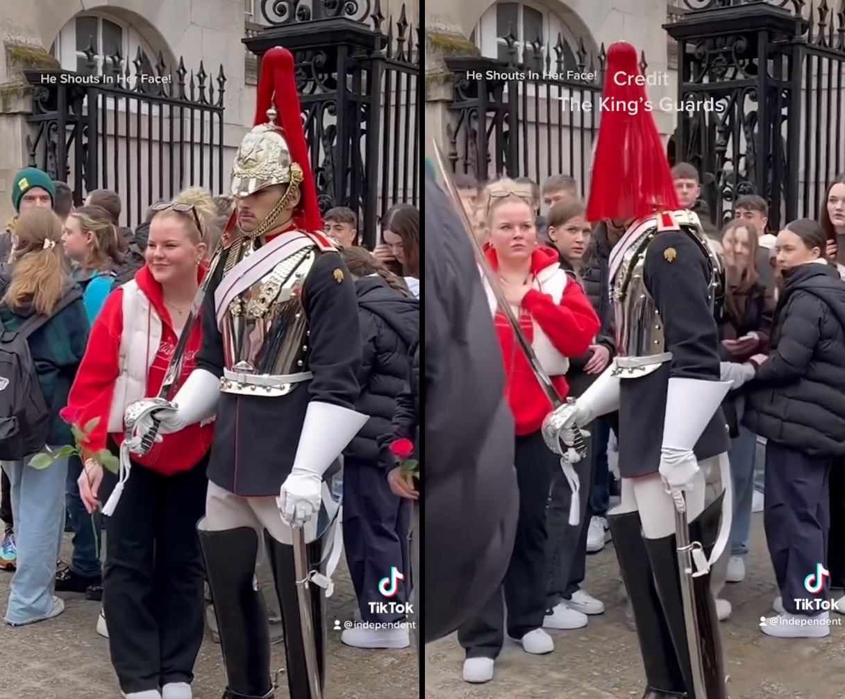 Videó: a Buckingham-palotánál egy katona leordítja egy turista fejét