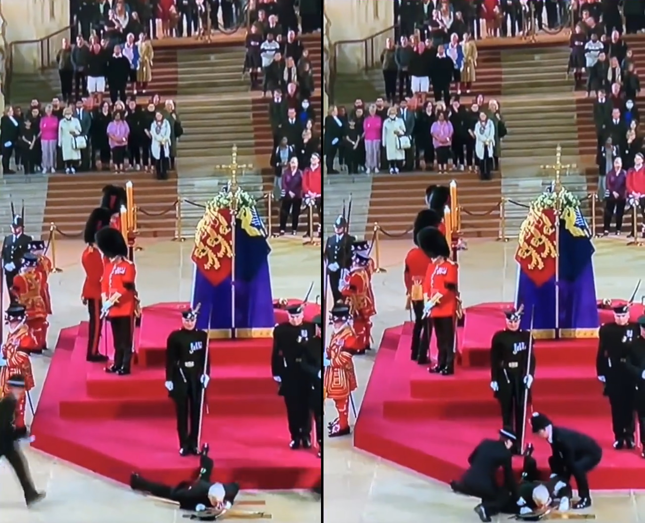 II. Erzsébet koporsóőre összeesett a ceremónia közben – videó