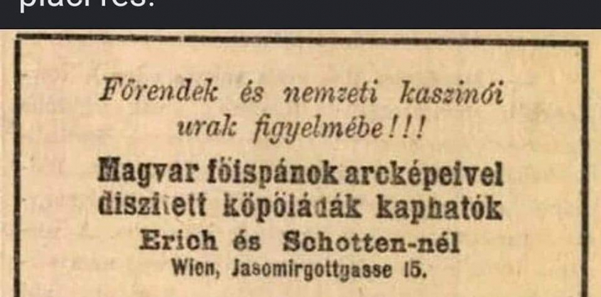 Médiahekk volt az 1905-ös, főispános köpőládákról szóló hirdetés
