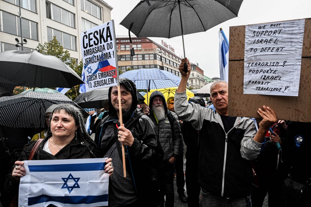 Izrael és Palesztina mellett is tüntettek vasárnap Prágában