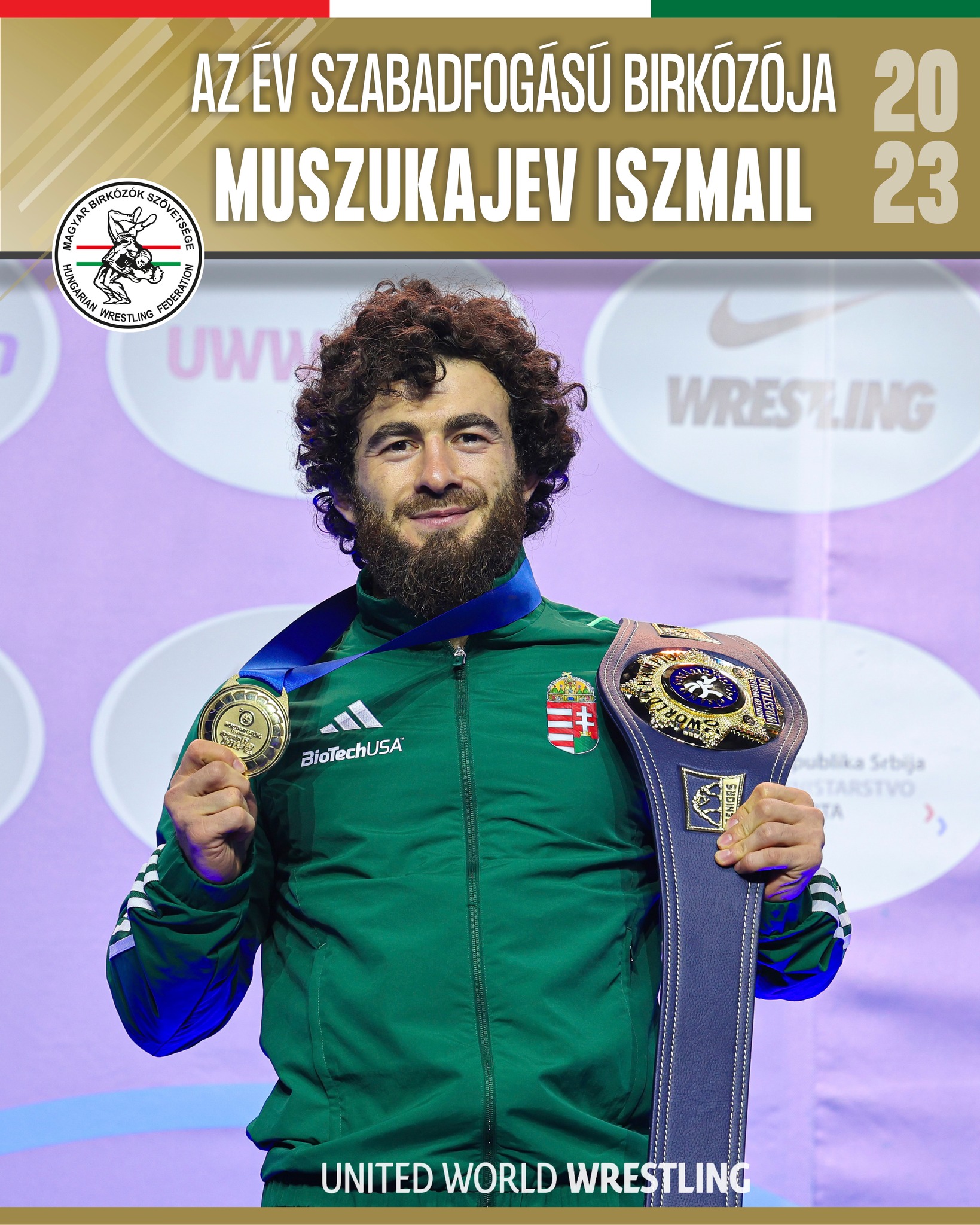 A magyar színekben versenyző Muszukajev Iszmail lett a világ legjobb szabadfogású birkózója